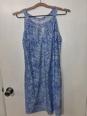 Sleeveless Blue Paisley Midi Dress - Relaxed Summer Shift